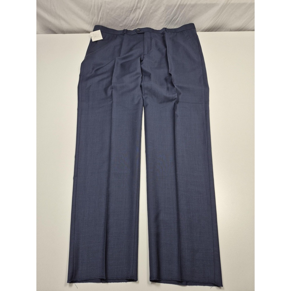 Rossetti Uomo Wool Pants Mens 46x36 Blue Super 150s Flat Front Unhemmed